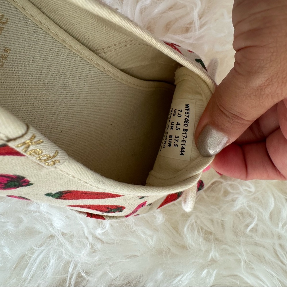Keds x Kate Soade Women's White and Pink spicy Chili Pepper Sneakers Pom pom 7 - Picture 11 of 11